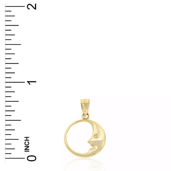 10K Yellow Gold Crescent Moon Charm Jewelry - Picture 2 of 2